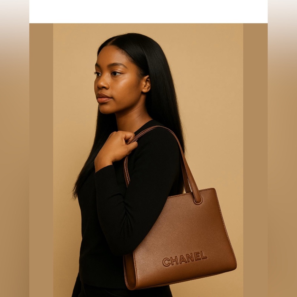 CHANEL Brown Leather Tote Bag